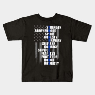 Police Holiday Gift - Thin Blue Line Flag - Law Enforcement Kids T-Shirt